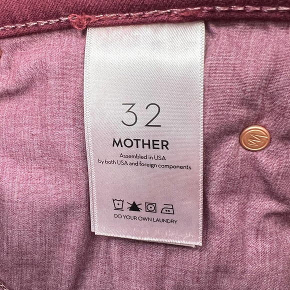 MOTHER Jeans Womens 32 Burgundy The Rascal Sliced Up Heel High Rise Slim NWOT - Picture 13 of 16